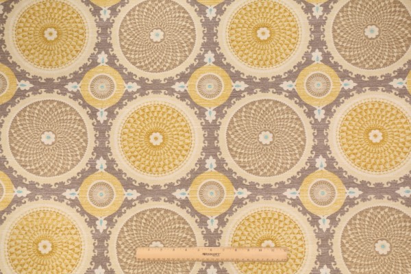 Sample of Waverly Bohemian Swirl Printed Cotton Drapery Fabric in Pumice 