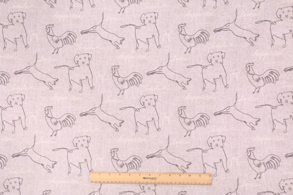 Sample of Ellen Degeneres Happy Animals Printed Cotton Drapery Fabric in Parchment 