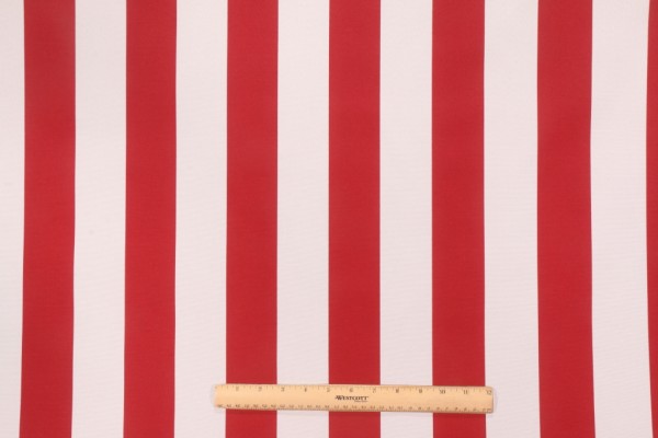 PK Lifestyles Canopy Stripe Printed Polyester Outdoor Fabric in Cherry 