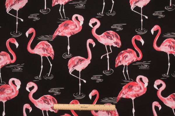 Tempo Terrasol Flamingo Printed Polyester Outdoor Fabric in Black 