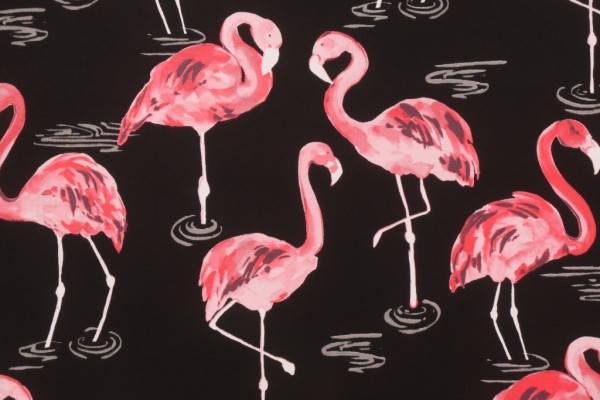Tempo Terrasol Flamingo Printed Polyester Outdoor Fabric in Black 