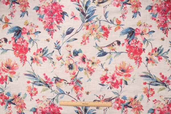 Covington Larissa Printed Linen Blend Drapery Fabric in 541-Blueberry 
