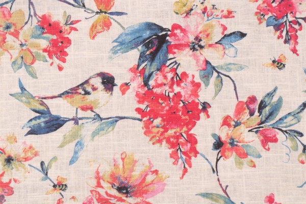 Covington Larissa Printed Linen Blend Drapery Fabric in 541-Blueberry 