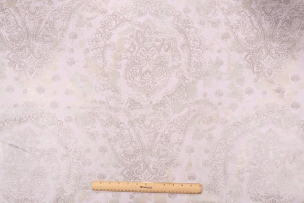 Kaufmann Opalescent Damask Printed Cotton Drapery Fabric in Haze 