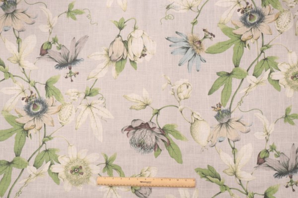 P Kaufmann Country Cottage Printed Linen Blend Drapery Fabric in Dove 