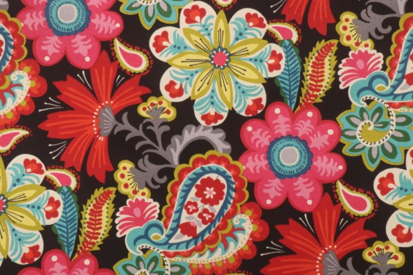 Sample of PK Lifestyles Flower Child Printed Polyester Outdoor Fabric in Spectrum 