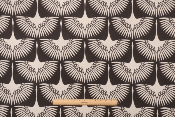 Sample of Genevieve Gorder Flock Printed Polyester Outdoor Fabric in Midnight 