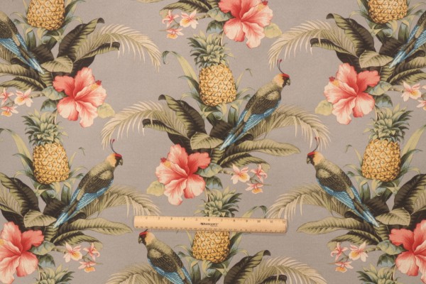 Sample of Tommy Bahama Beach Bounty Printed Polyester Outdoor Fabric in Tangelo 