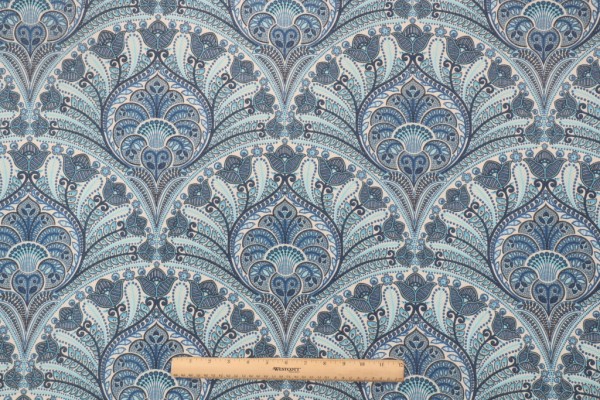 Tommy Bahama Crescent Beach Printed Polyester Outdoor Fabric in Rip Tide 