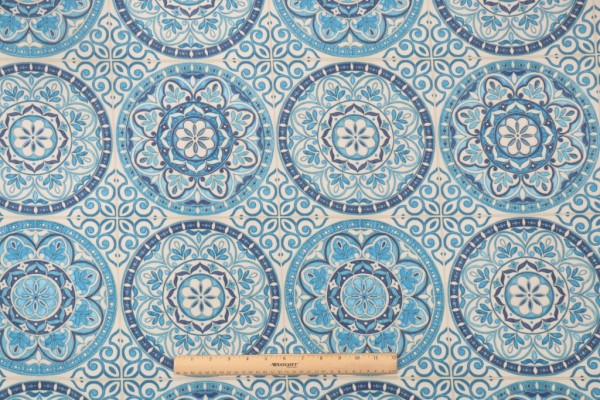 Sample of PK Lifestyles Color Wheel Printed Polyester Outdoor Fabric in Indigo 