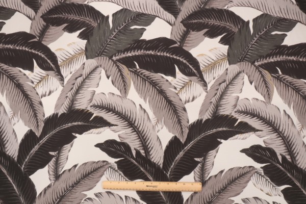 Sample of Tommy Bahama Swaying Palms Printed Polyester Outdoor Fabric in Onyx 
