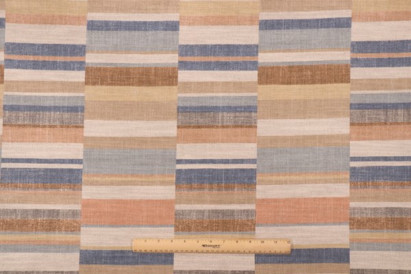 PK Lifestyles Parallels Printed Cotton Blend Drapery Fabric in Mineral 
