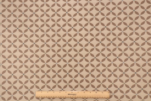 Sample of Phifer Geobella Woven Olefin Outdoor Fabric in Beige/Tan/Blue 