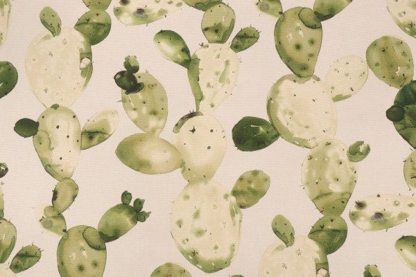 Sample of Genevieve Gorder Cactus Ghost Printed Cotton Drapery Fabric in Matcha 