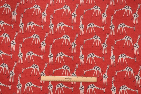 Novogratz Just Giraffes Printed Cotton Drapery Fabric in Poppy 