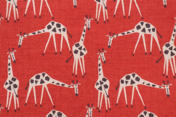 Novogratz Just Giraffes Printed Cotton Drapery Fabric in Poppy 