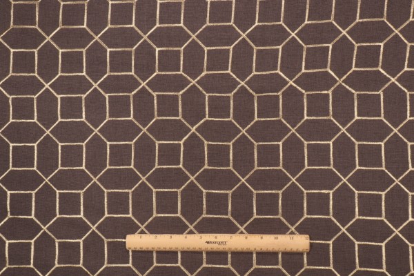 Richloom Platinum Collection Mack Embroidered Drapery Fabric in Goldnugget 