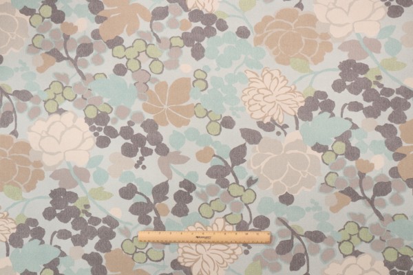 Sample of Novogratz Blossom Printed Polyester Outdoor Fabric in Aegean 