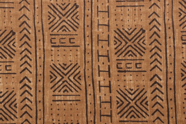 Genevieve Gorder Mali Mud Cloth Printed Polyester Outdoor Fabric in Pecan 