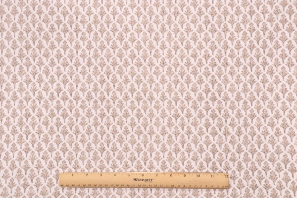 Lacefield Ponce-Chatham White Printed Cotton Blend Drapery Fabric in Driftwood 