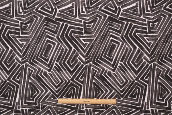 Lacefield Maze-Chatham White Printed Cotton Blend Drapery Fabric in Mars Black 