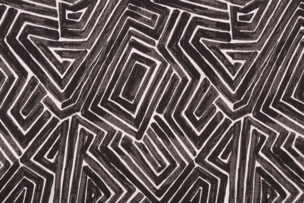 Lacefield Maze-Chatham White Printed Cotton Blend Drapery Fabric in Mars Black 