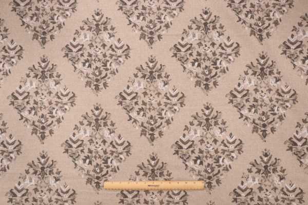 Lacefield Blythe-Flax Printed Cotton Blend Drapery Fabric in Slate 