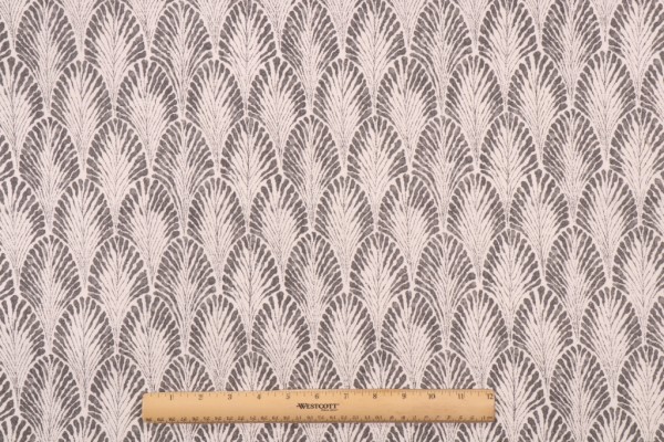 Lacefield Plume-Chatham White Printed Cotton Blend Drapery Fabric in Stone 
