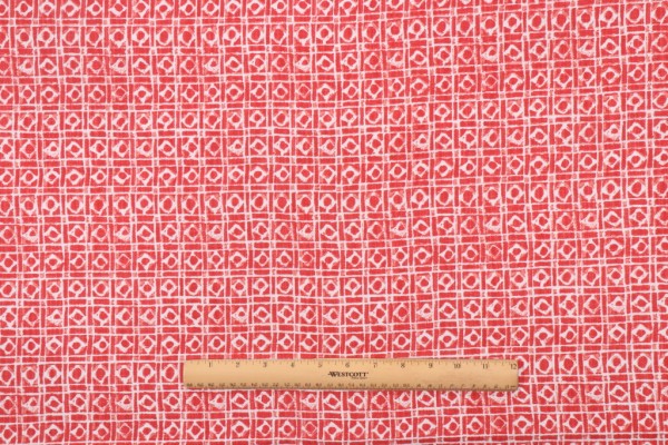 Click for Lacefield Geos-Chatham White Printed Cotton Blend Drapery Fabric in Tomato  Lacefield Geos-Chatham White Printed Cotton Blend Drapery Fabric in Tomato