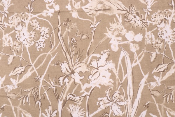 Lacefield Garden Party-Cambric Printed Cotton Blend Drapery Fabric in Sand 