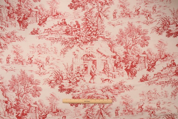 Stof Fabrics Festin Printed Cotton Drapery Fabric in Bordeaux 