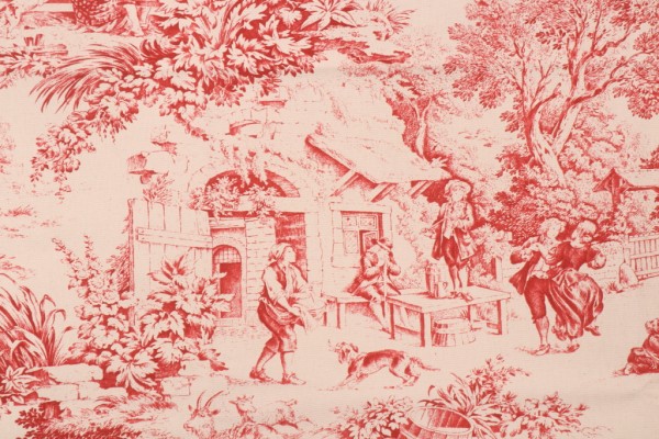 Stof Fabrics Festin Printed Cotton Drapery Fabric in Bordeaux 