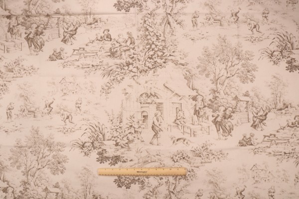 Stof Fabrics Festin Printed Cotton Drapery Fabric in Beige 