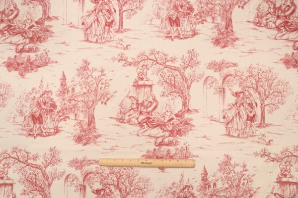 Sample of Stof Fabrics Galanterie Printed Cotton Drapery Fabric in Rouge 