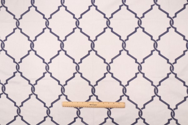 Valiant Fabrics Lariat Embroidered Drapery Fabric in Nautic 