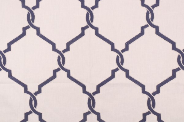 Valiant Fabrics Lariat Embroidered Drapery Fabric in Nautic 