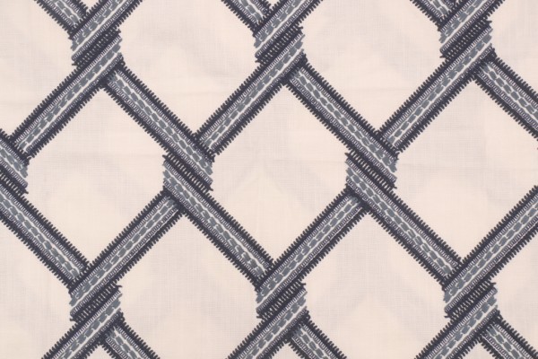 Click for Valiant Fabrics Cairo Embroidered Drapery Fabric in Navy  Valiant Fabrics Cairo Embroidered Drapery Fabric in Navy