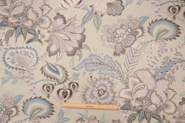 P Kaufmann Mayleen Printed Cotton Drapery Fabric in Mineral 