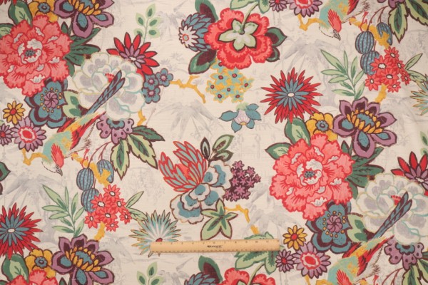 Kaufmann Dailiang Printed Cotton Drapery Fabric in Hibiscus 