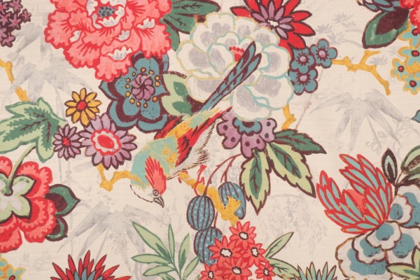 Kaufmann Dailiang Printed Cotton Drapery Fabric in Hibiscus 
