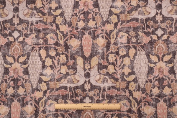 Sample of Kaufmann Locanda Printed Cotton Drapery Fabric in Teak 