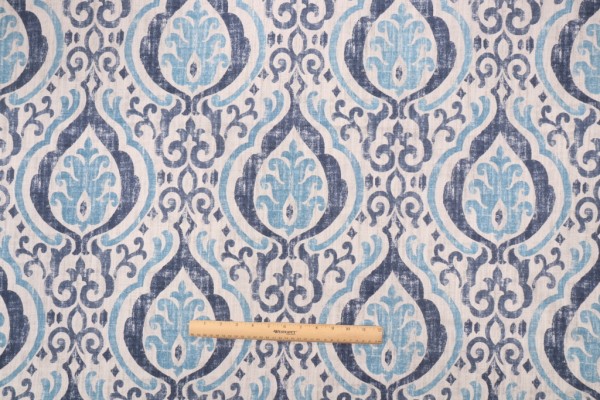 Covington Alahambra Printed Cotton Drapery Fabric in 54-Sapphire 