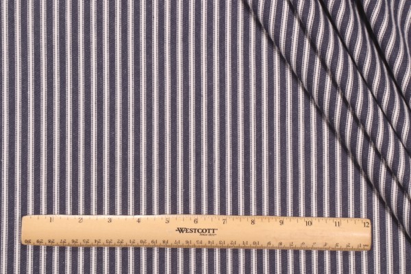 Covington New Woven Ticking Woven Cotton Decorator Fabric in 593-Indigo 