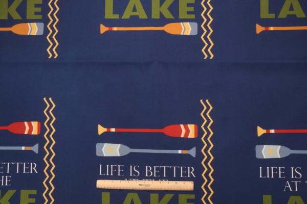Bryant Oars World Printed Polyester Outdoor Fabric in Marine 