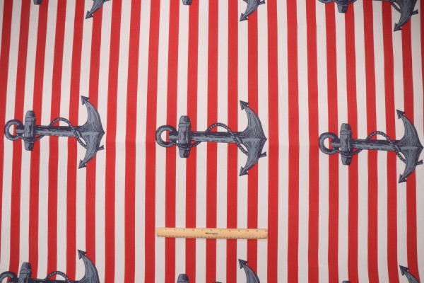 Anchor Printed Polyester Pillow Square Outdoor Fabric in Patriot 