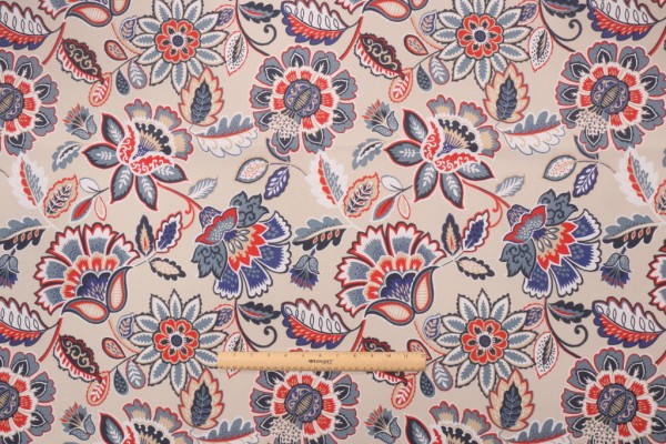 Bryant Pinhurst Printed Polyester Outdoor Fabric in Denim Ruby 