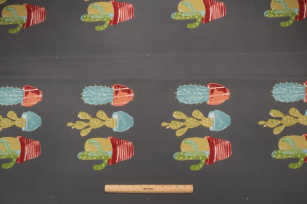 Richloom Cactus Printed Polyester 20x14 Inch Pillow Square Outdoor Fabric in Graphite 