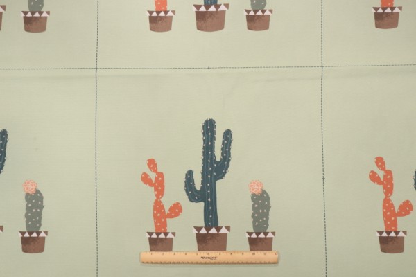 Charleston Cacti Printed Polyester 20x20 Inch Outdoor Fabric in Mint 
