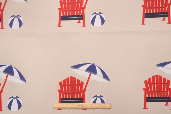 Bryant Beach View Printed Polyester 18x18 Inch Pillow Square Outdoor Fabric in Cobalt 