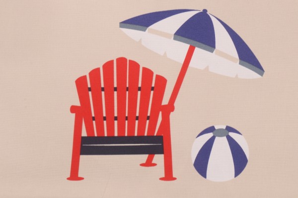 Bryant Beach View Printed Polyester 18x18 Inch Pillow Square Outdoor Fabric in Cobalt 